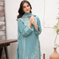 Luxury Blue Designer Suit in Roman Silk Fabric with Full Sequin Embroidery and Dupatta Pair