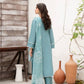 Luxury Blue Designer Suit in Roman Silk Fabric with Full Sequin Embroidery and Dupatta Pair