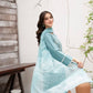 Luxury Blue Designer Suit in Roman Silk Fabric with Full Sequin Embroidery and Dupatta Pair