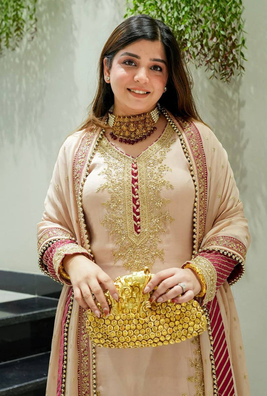 Artisan Craftsmanship Behind the Heavy Embroidery and Fabric Quality of This Party Wear Set
