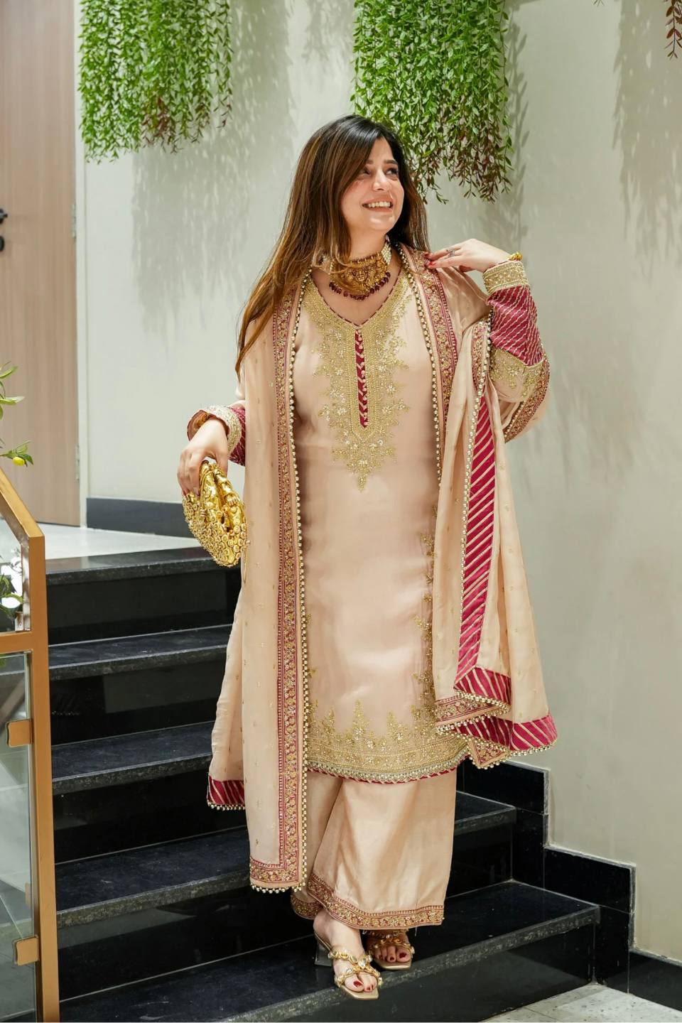 Artisan Craftsmanship Behind the Heavy Embroidery and Fabric Quality of This Party Wear Set
