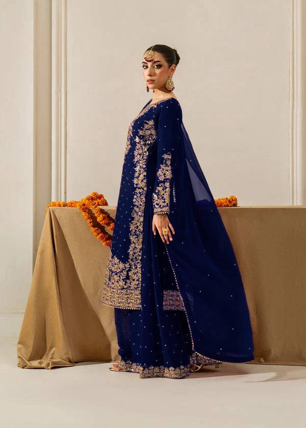 Fully Stitched Maroon Faux Georgette Kurta Plazo Dupatta Set with Intricate Coding and Rivet Moti Embellishments