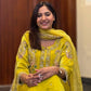 Fendy Fabric Farsi Salwar Suit in Lemon Yellow with Exclusive Sequin Embroidery and Dupatta