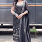 Traditional Georgette Suit Set with Mirror Work and Embroidered Dupatta