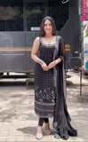 Traditional Georgette Suit Set with Mirror Work and Embroidered Dupatta