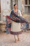 Contemporary Roman Silk Suit with Pant and Printed Dupatta Set