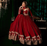 Anarkali Set in Faux Georgette with Cotton Bottom & Mirrorwork Dupatta