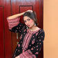 Real Mirror Work Roman Silk Suit with Embroidered Plazzo and Dupatta