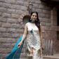 Designer French Crape Plazzo Set with Peacock Embroidery and Lace Border