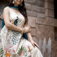 Designer French Crape Plazzo Set with Peacock Embroidery and Lace Border