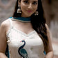 Designer French Crape Plazzo Set with Peacock Embroidery and Lace Border