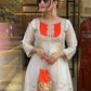 Elegant Cord Set with Embroidery Coding Sequence and Beadwork on Roman Shimmer Silk