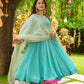 Festive Faux Georgette Gown Embroidered and Fully Stitched with Printed Dupatta & Heavy Cotton Elasticated Pants