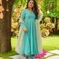 Festive Faux Georgette Gown Embroidered and Fully Stitched with Printed Dupatta & Heavy Cotton Elasticated Pants