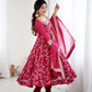 Traditional Anarkali Gown in Faux Georgette with Intricate Embroidery and Full Flair with Matching Cotton Churidar