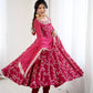 Traditional Anarkali Gown in Faux Georgette with Intricate Embroidery and Full Flair with Matching Cotton Churidar
