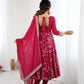 Traditional Anarkali Gown in Faux Georgette with Intricate Embroidery and Full Flair with Matching Cotton Churidar