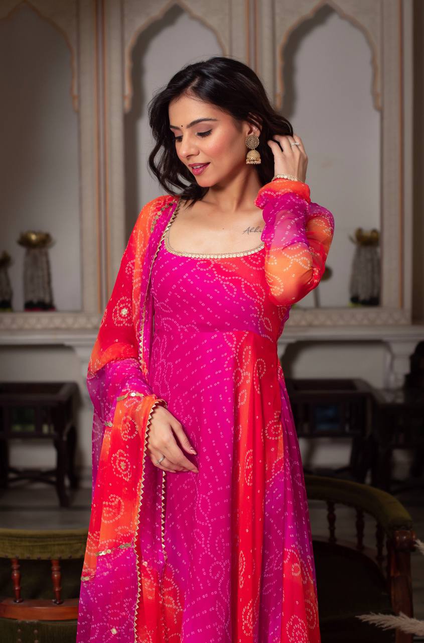 Effortless Charm Faux Georgette Anarkali Set with Micro Cotton Pant & Dupatta