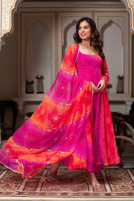 Effortless Charm Faux Georgette Anarkali Set with Micro Cotton Pant & Dupatta