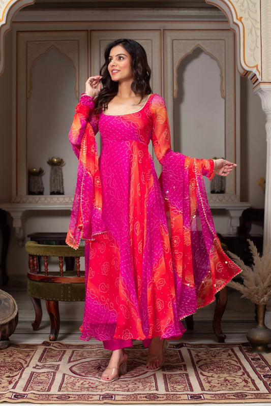 Effortless Charm Faux Georgette Anarkali Set with Micro Cotton Pant & Dupatta