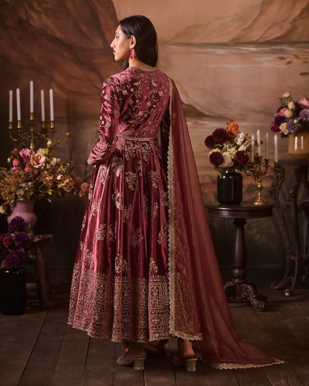 Classic Japan Satin Anarkali with Micro Cotton Lining and Flowing Net Dupatta