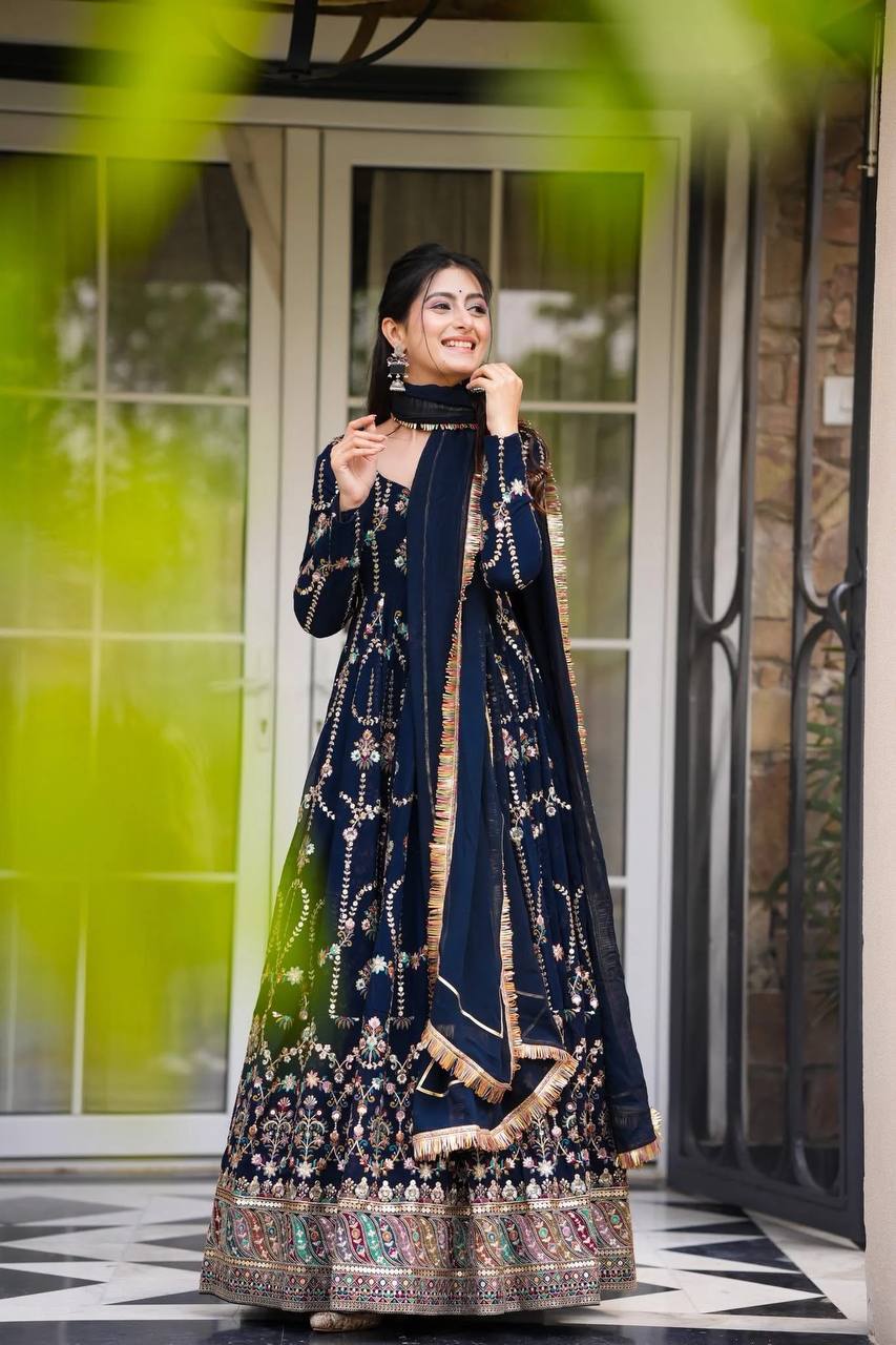 Premium Co-ord Suit Set – Faux Georgette with Soft Cotton Lining & Lace Work