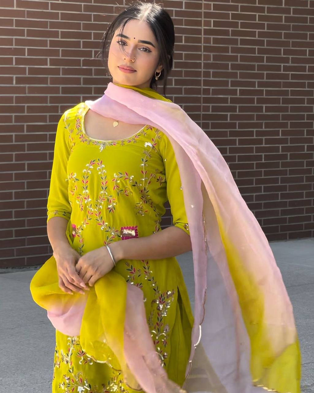 Exclusive Embroidered Georgette Sharara Set with Matching Dupatta