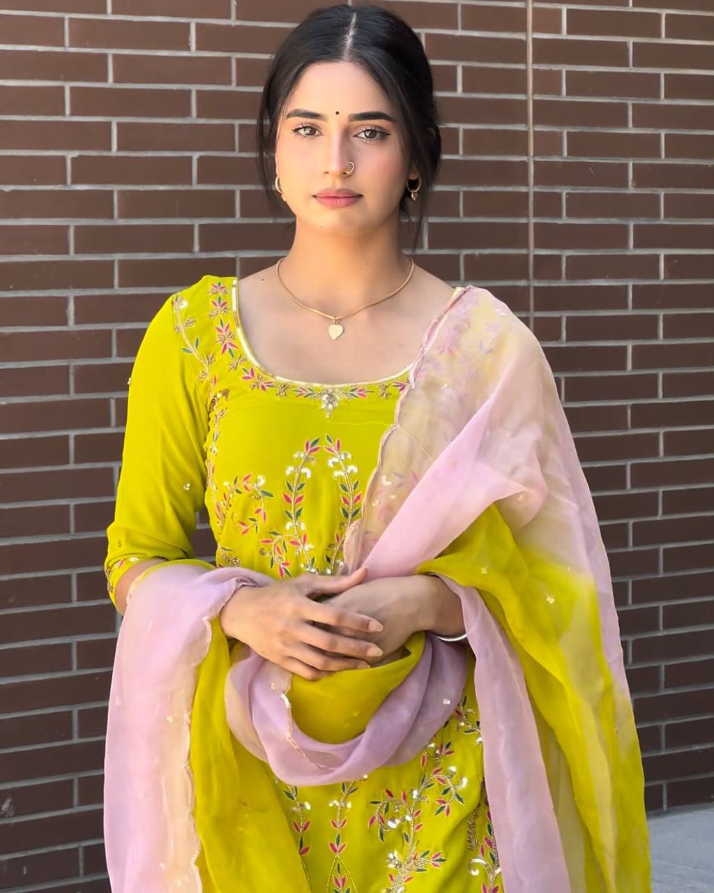 Exclusive Embroidered Georgette Sharara Set with Matching Dupatta