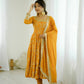 Traditional Anarkali Gown in Faux Georgette with Intricate Embroidery and Full Flair with Matching Cotton Churidar