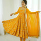 Traditional Anarkali Gown in Faux Georgette with Intricate Embroidery and Full Flair with Matching Cotton Churidar