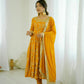 Traditional Anarkali Gown in Faux Georgette with Intricate Embroidery and Full Flair with Matching Cotton Churidar