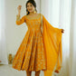 Traditional Anarkali Gown in Faux Georgette with Intricate Embroidery and Full Flair with Matching Cotton Churidar