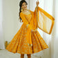 Traditional Anarkali Gown in Faux Georgette with Intricate Embroidery and Full Flair with Matching Cotton Churidar