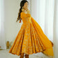 Traditional Anarkali Gown in Faux Georgette with Intricate Embroidery and Full Flair with Matching Cotton Churidar