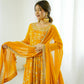 Traditional Anarkali Gown in Faux Georgette with Intricate Embroidery and Full Flair with Matching Cotton Churidar