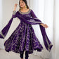 Traditional Anarkali Gown in Faux Georgette with Intricate Embroidery and Full Flair with Matching Cotton Churidar