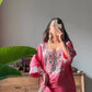 Effortless Charm Pink Roman Silk 3 Piece Sharara Set with Soft Cotton Lining