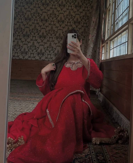 Heavily Embroidered Top with Hot Fix Work, Matching Pant Palazzo, and Stylish Fancy Dupatta
