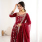 Traditional Anarkali Gown in Faux Georgette with Intricate Embroidery and Full Flair with Matching Cotton Churidar