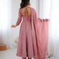 Anarkali Gown in Crunchy Silk with Sequin Embroidery, Paired with Micro Cotton Pants and Lace Dupatta
