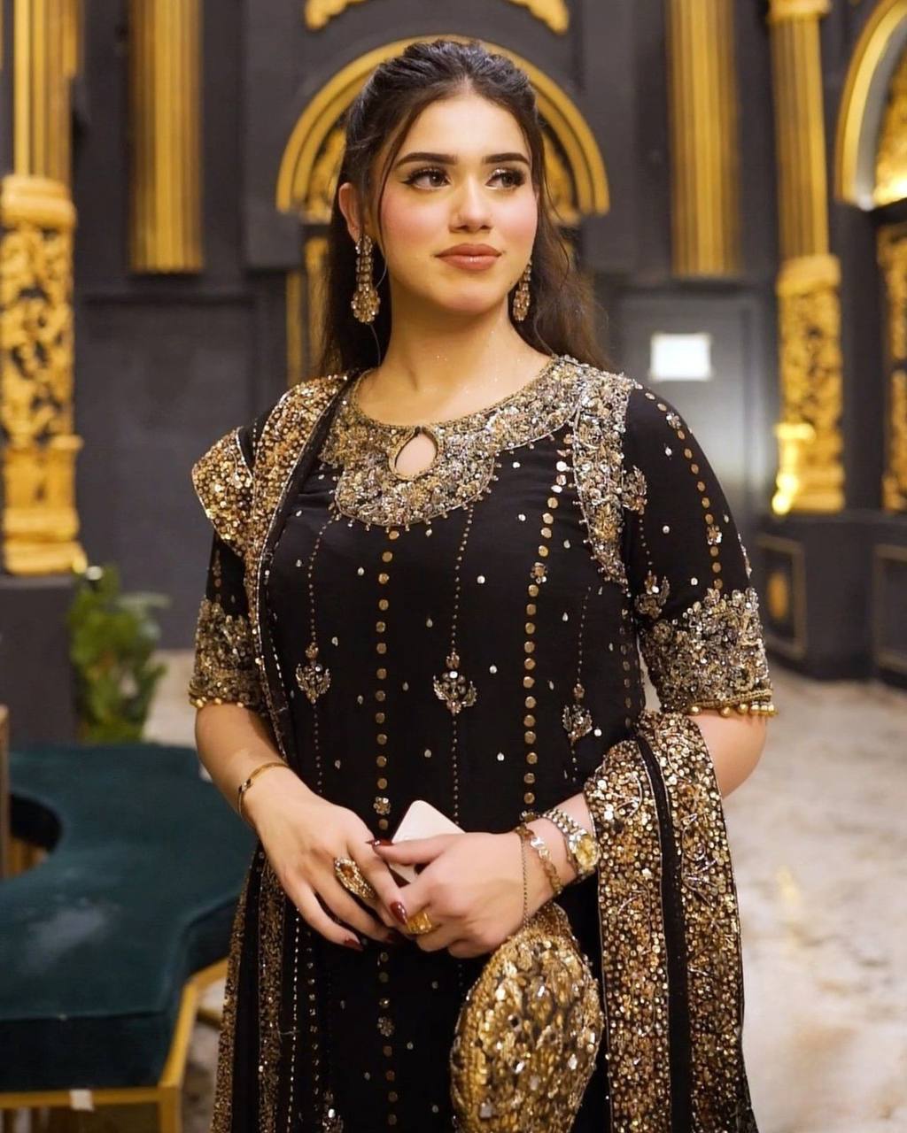 Premium Faux Georgette 3 Piece Set with Embroidered Thread and Sequence Details