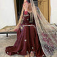 Graceful Chinon Suit Set Featuring Sequin Embroidered Top and Plazzo