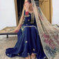 Graceful Chinon Suit Set Featuring Sequin Embroidered Top and Plazzo