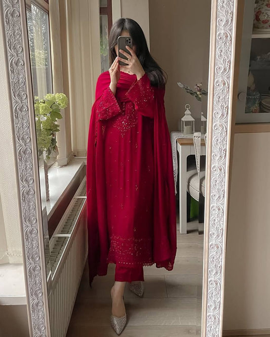 Exclusive Party Wear Palazzo Set | Georgette with Sequin Embroidery & Dupatta
