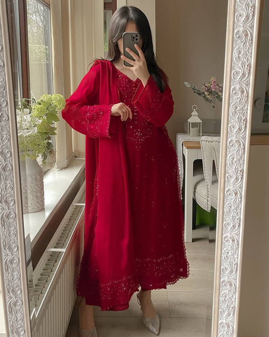 Exclusive Party Wear Palazzo Set | Georgette with Sequin Embroidery & Dupatta