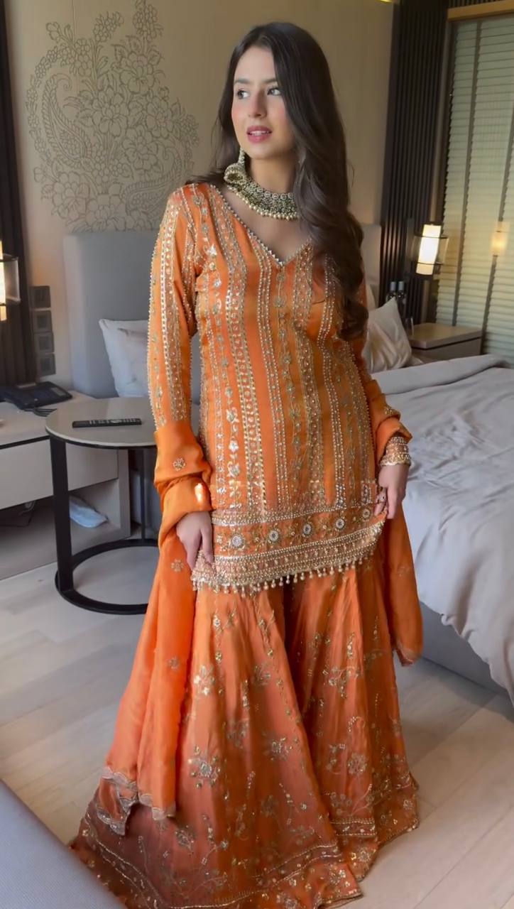 Faux Georgette Top with Cotton Lining in a Graceful 3-Piece Set, Perfect for Celebrations and Festive Days