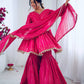 Handcrafted Top with Real Mirror Work, Full Flair Palazzo & Coordinated Dupatta