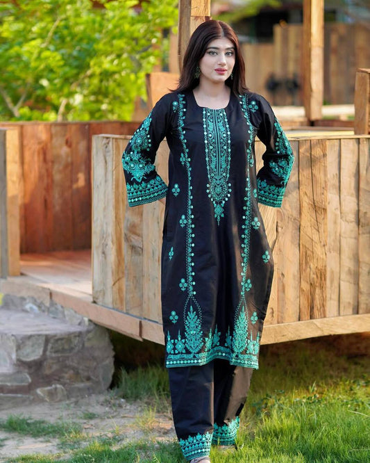 3-Piece Roman Silk Plazzo Set with Embroidery & Mirror Work Dupatta
