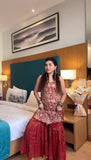 Simmer Silk 3-Piece Sharara Set with Artistic Embroidery, Sequin Highlights, and Ultra-Soft Micro Cotton Lining
