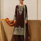Fully Stitched Maroon Faux Georgette Kurta Plazo Dupatta Set with Intricate Coding and Rivet Moti Embellishments